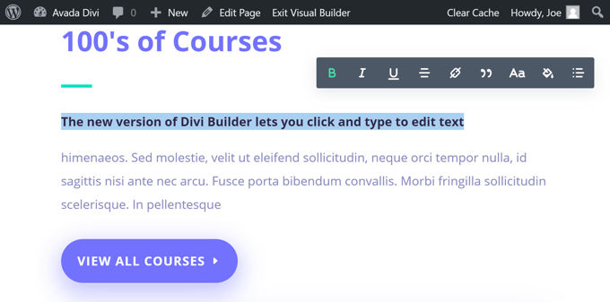 Divi text editor Divi text editor