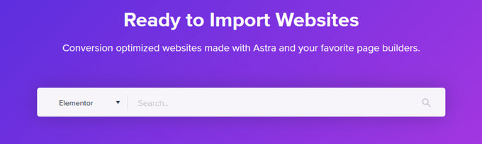 Astra Demo Import Options