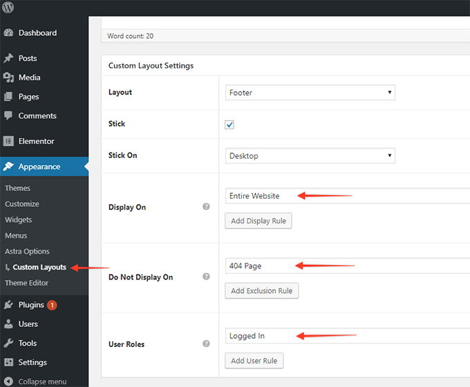 Custom headers and footers in Astra theme Custom headers and footers in Astra theme