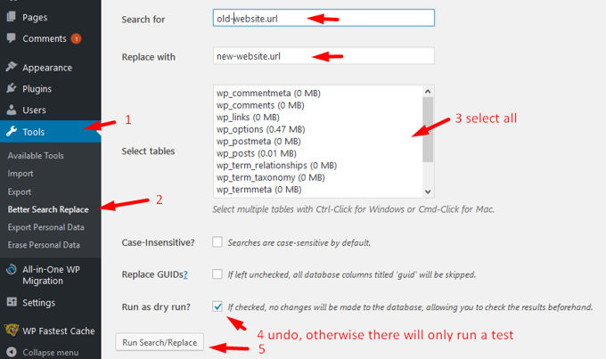 Better Search Replace edit database Better Search Replace edit database