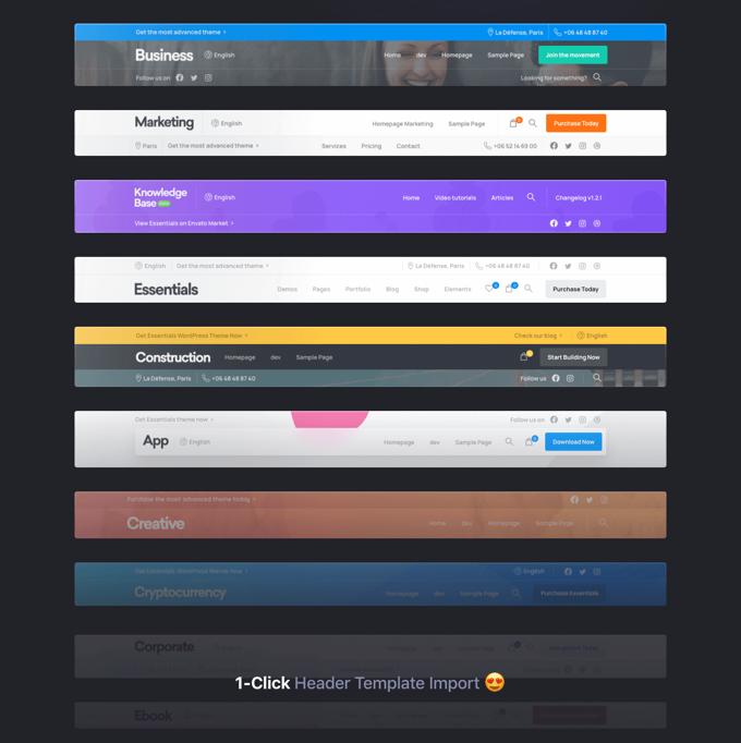 Essentials Theme review header builder Essentials Theme review header builder