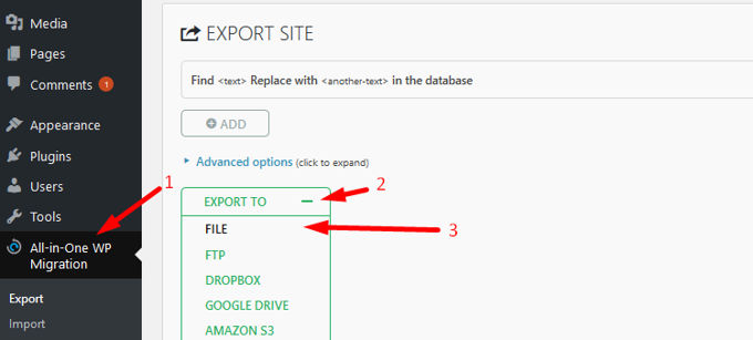 export Wordpress export Wordpress