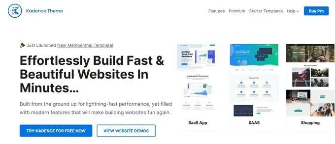 Fastest wordpress themes Kadence