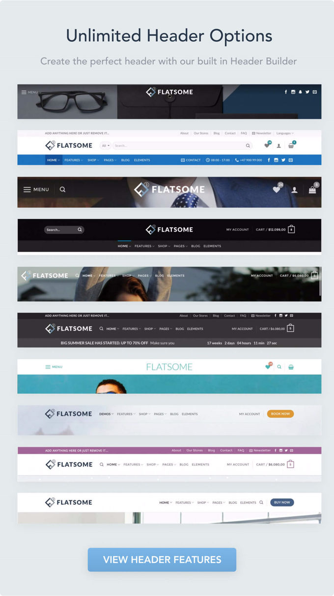Header options in Flatsome theme