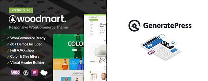 Generatepress vs Woodmart review Generatepress vs Woodmart comparison