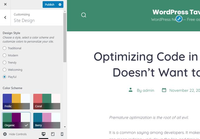 Go theme review: Customizer Go theme review: Customizer