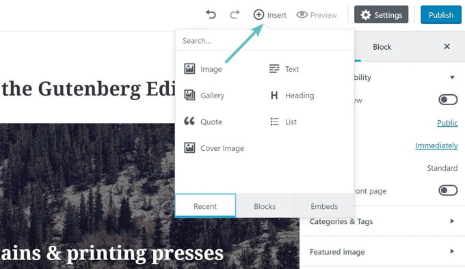 Gutenberg front-end editor Gutenberg front-end editor