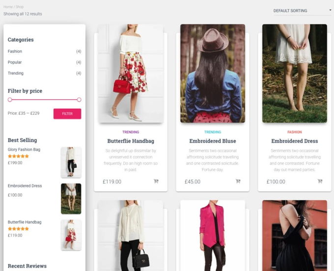 Another WooCommerce layout example in Hestia