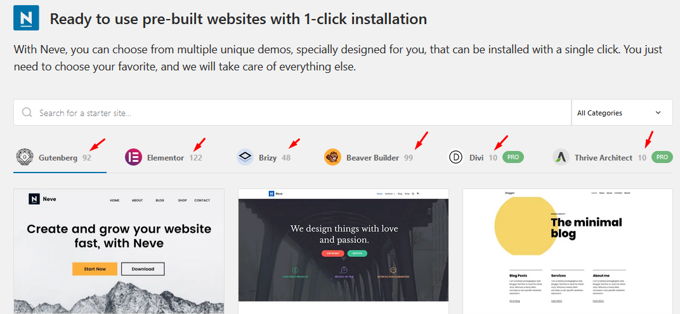 Neve starter-sites for page builders Neve Theme starter-sites for page builders