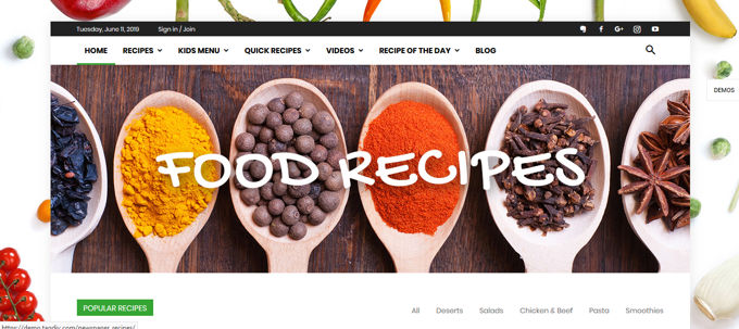 demo recipes demo recepten