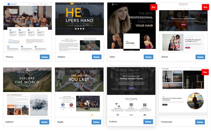 Demo websites provided by PopularFX