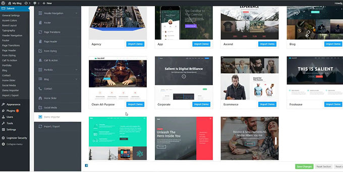 Importable demo websites Importable demo websites