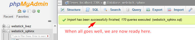succesfully imported database succesfully imported database