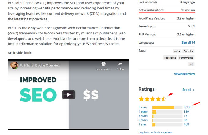 W3 Total Cache rating W3 Total Cache review rating