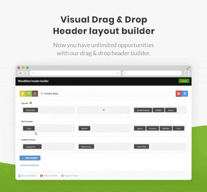Woodmart Theme review header builder Woodmart Theme review header builder
