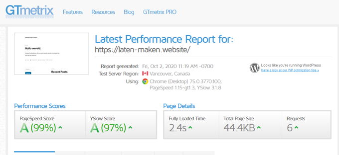 WP Fastest Cache speedtest WP Fastest Cache speedtest
