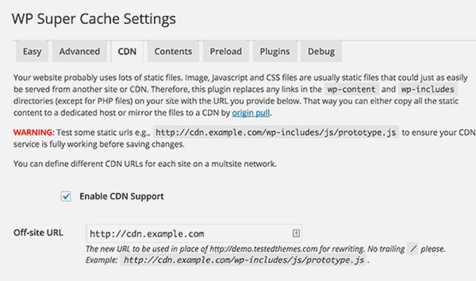 WP Super Cache CDN WP Super Cache CDN