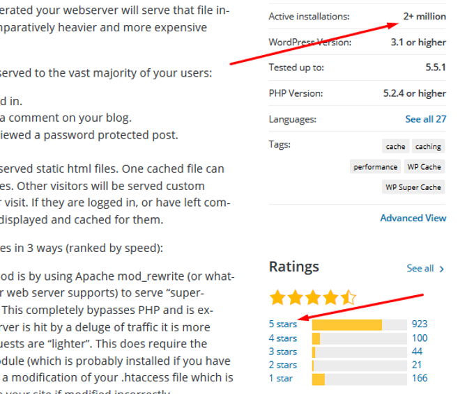 WP Super Cache ratings WP Super Cache ratings
